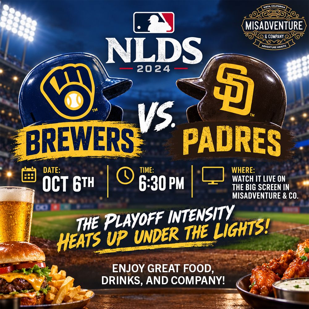 Watch Party: Brewers @ Padres at Misadventure & Co.