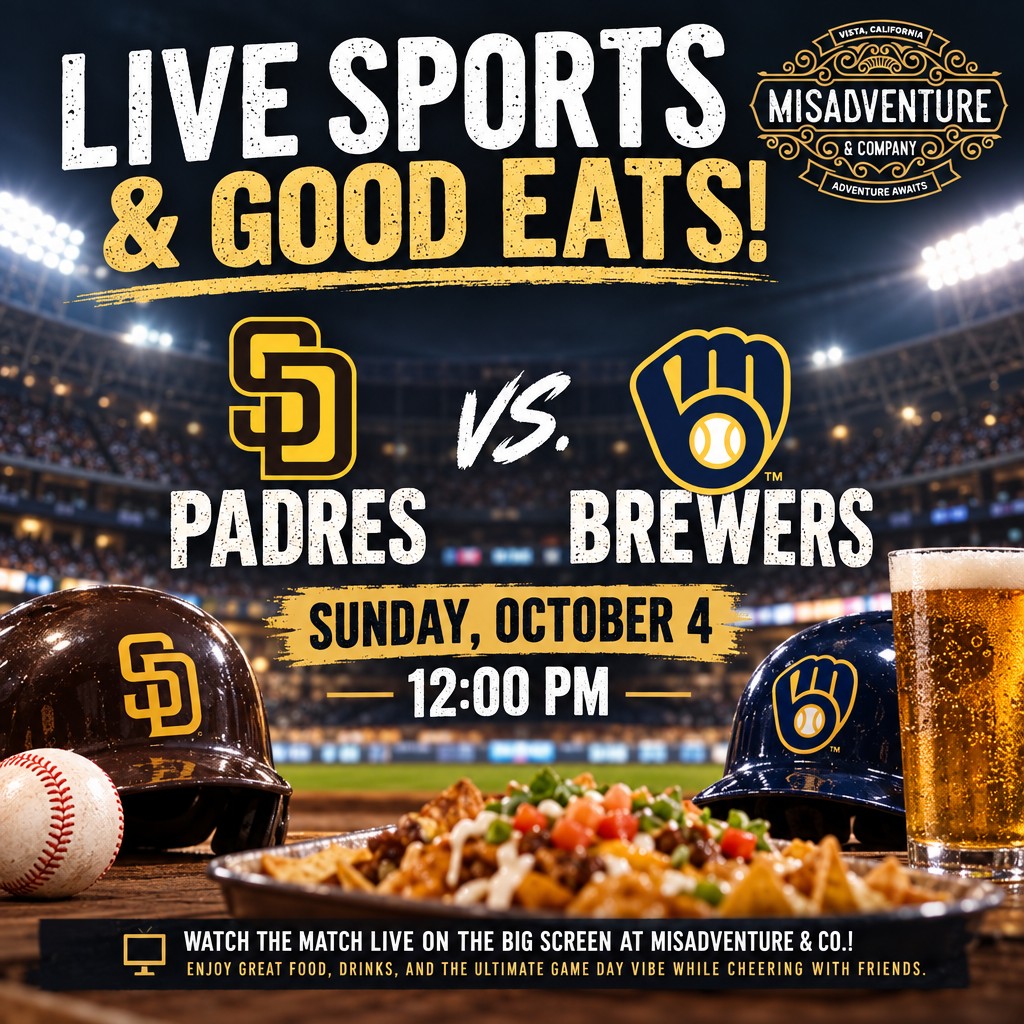 Watch Party: Padres @ Brewers at Misadventure & Co.