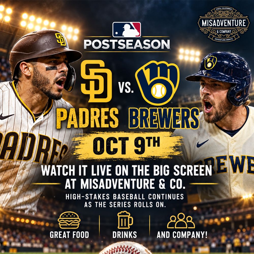 Watch Party: Padres @ Brewers at Misadventure & Co.