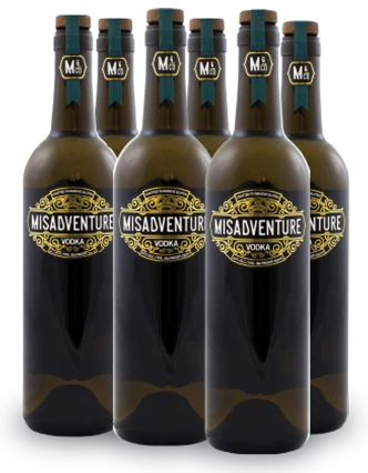 Six bottles of Misadventure Vodka